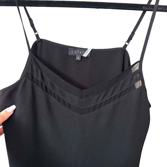 1 STATE Chiffon Trim Camisole Black NWT Sz Small - Picture 3 of 6
